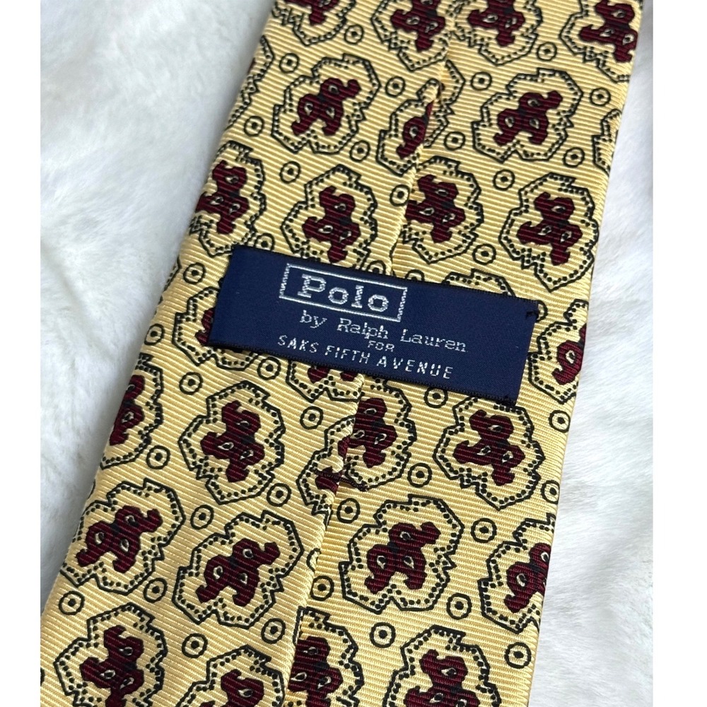 Vintage Polo Ralph Lauren Saks Fifth Avenue‎ Silk Tie Geometric Medallion